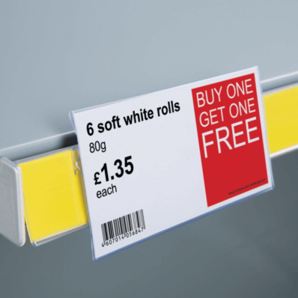 Promotional shelf labelling.